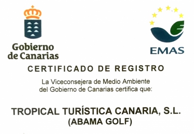 Abama Golf is the 1st golf course in the Canary Islands to receive an EMAS certificate.