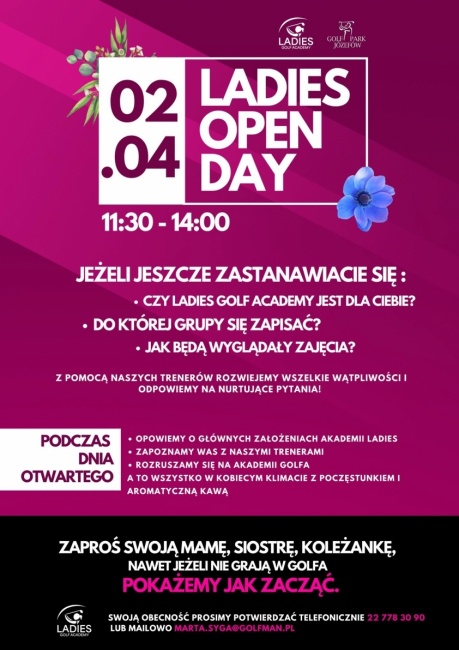 2 kwietnia  Ladies Open Day w Golf Park Józefów