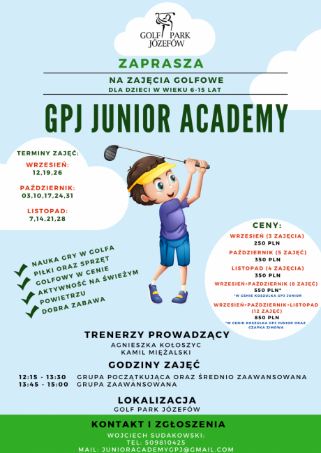 Junior Golf Academy Golf Park Józefów od wrzesień 2021 - 